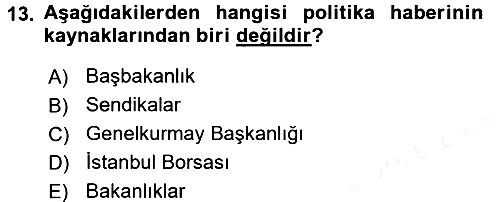 Haber Türleri 2015-2016 Ara Sınav - 13. soru