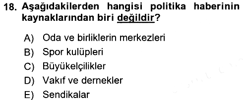 Haber Türleri 2017-2018 Ara Sınav - 18. soru