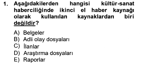 Haber Türleri 2012-2013 Dönem Sonu Sınavı - 1. soru