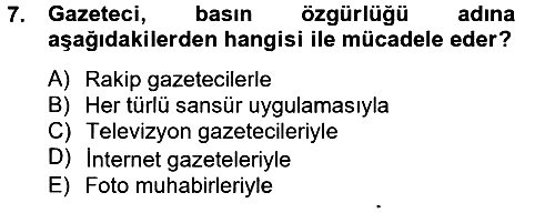 Haber Türleri 2012-2013 Dönem Sonu Sınavı - 7. soru