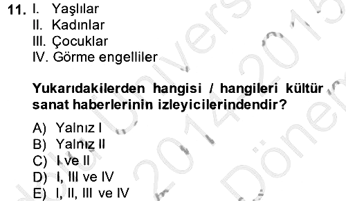 Haber Türleri 2014-2015 Dönem Sonu Sınavı - 11. soru
