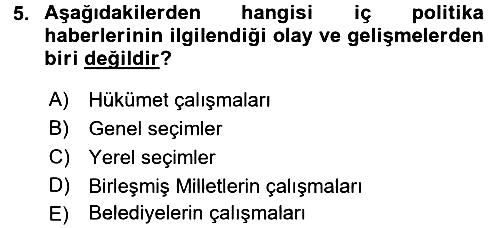 Haber Türleri 2016-2017 Dönem Sonu Sınavı - 5. soru