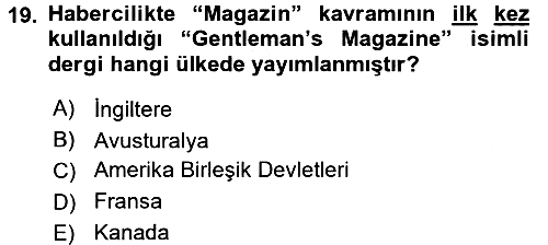 Haber Türleri 2016-2017 Dönem Sonu Sınavı - 19. soru