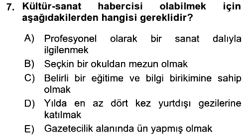Haber Türleri 2017-2018 Dönem Sonu Sınavı - 7. soru