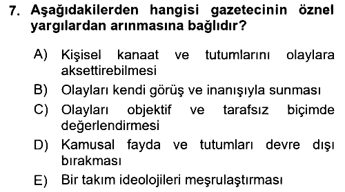 Haber Türleri 2018-2019 Dönem Sonu Sınavı - 7. soru