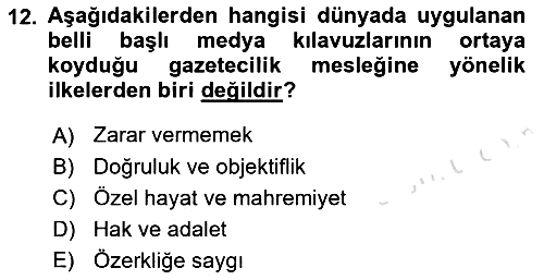 Haber Türleri 2021-2022 Dönem Sonu Sınavı - 12. soru