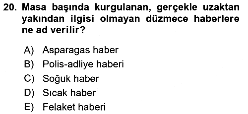 Haber Türleri 2020-2021 Yaz Okulu Sınavı - 20. soru