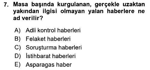 Haber Türleri 2021-2022 Yaz Okulu Sınavı - 7. soru