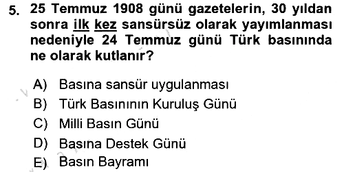 Haberciliğin Temel Kavramları 2017-2018 Ara Sınav - 5. soru