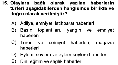Haberciliğin Temel Kavramları 2017-2018 Ara Sınav - 15. soru
