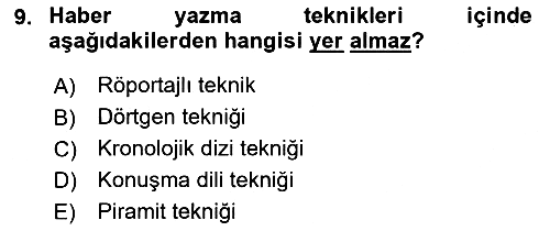 Haberciliğin Temel Kavramları 2018-2019 Ara Sınav - 9. soru