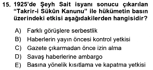 Haberciliğin Temel Kavramları 2018-2019 Ara Sınav - 15. soru