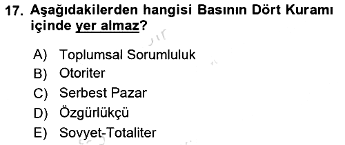 Haberciliğin Temel Kavramları 2019-2020 Ara Sınav - 17. soru