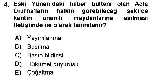 Haberciliğin Temel Kavramları 2016-2017 Dönem Sonu Sınavı - 4. soru