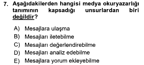 Haberciliğin Temel Kavramları 2017-2018 Dönem Sonu Sınavı - 7. soru
