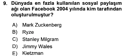 İnternet Yayıncılığı 2016-2017 3 Ders Sınavı - 9. soru
