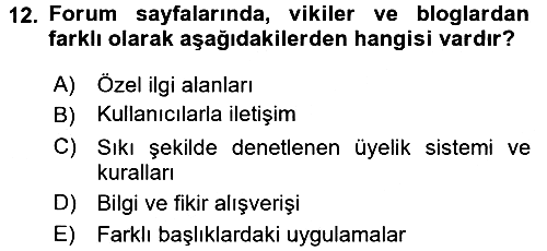 İnternet Yayıncılığı 2016-2017 3 Ders Sınavı - 12. soru