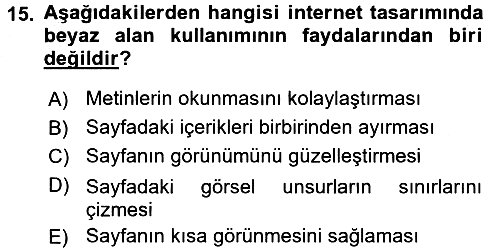 İnternet Yayıncılığı 2016-2017 3 Ders Sınavı - 15. soru