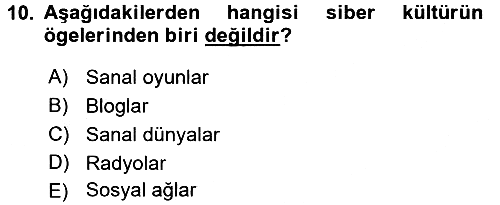 İnternet Yayıncılığı 2017-2018 3 Ders Sınavı - 10. soru