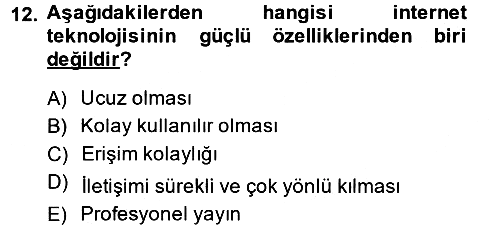 İnternet Yayıncılığı 2013-2014 Ara Sınav - 12. soru