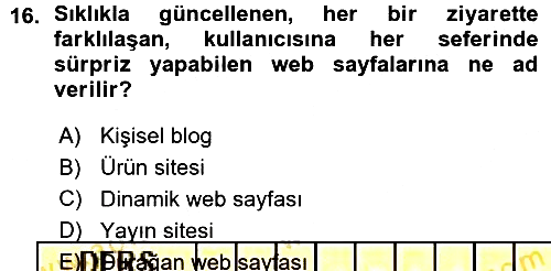 İnternet Yayıncılığı 2015-2016 Ara Sınav - 16. soru