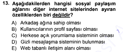 İnternet Yayıncılığı 2012-2013 Dönem Sonu Sınavı - 13. soru