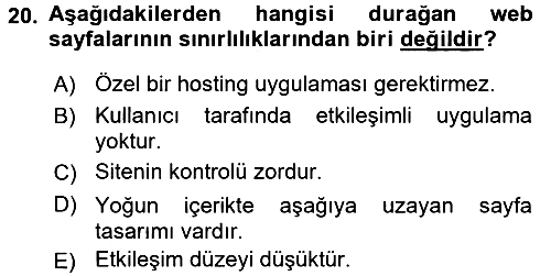 İnternet Yayıncılığı 2015-2016 Dönem Sonu Sınavı - 20. soru