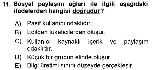 İnternet Yayıncılığı 2016-2017 Dönem Sonu Sınavı - 11. soru