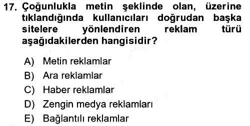 İnternet Yayıncılığı 2016-2017 Dönem Sonu Sınavı - 17. soru