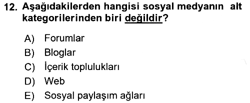 İnternet Yayıncılığı 2017-2018 Dönem Sonu Sınavı - 12. soru