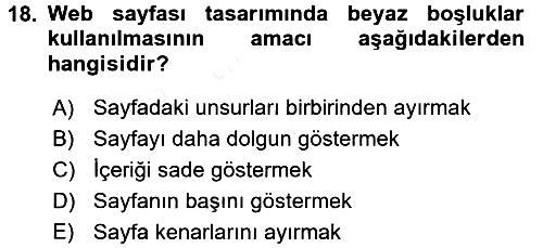 İnternet Yayıncılığı 2017-2018 Dönem Sonu Sınavı - 18. soru