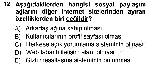 İnternet Yayıncılığı 2013-2014 Tek Ders Sınavı - 12. soru