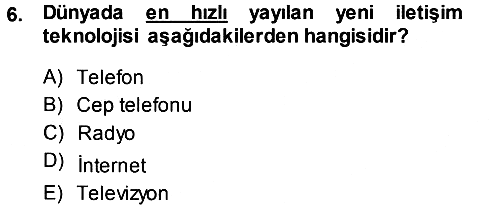 İnternet Yayıncılığı 2014-2015 Tek Ders Sınavı - 6. soru