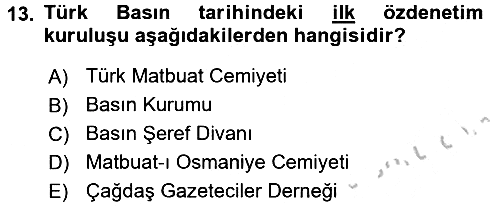 Medya Hukuku 2016-2017 3 Ders Sınavı - 13. soru