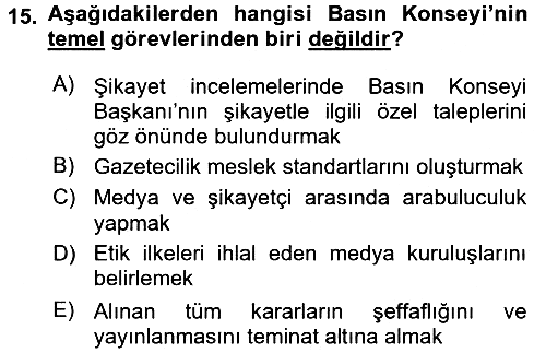Medya Hukuku 2017-2018 3 Ders Sınavı - 15. soru