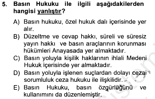 Medya Hukuku 2012-2013 Ara Sınav - 5. soru