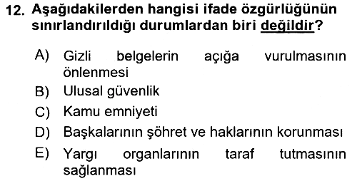 Medya Hukuku 2016-2017 Ara Sınav - 12. soru