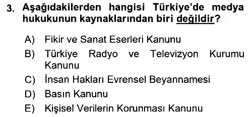 Medya Hukuku 2018-2019 Ara Sınav - 3. soru