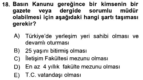 Medya Hukuku 2023-2024 Ara Sınav - 18. soru