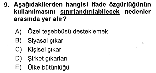 Medya Hukuku 2025-2026 Ara Sınav - 9. soru