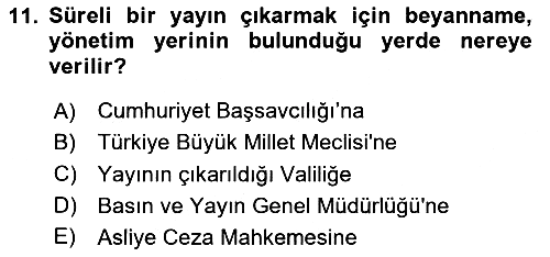Medya Hukuku 2025-2026 Ara Sınav - 11. soru
