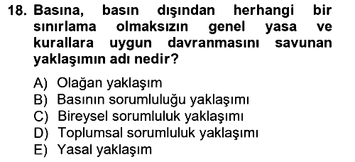 Medya Hukuku 2012-2013 Dönem Sonu Sınavı - 18. soru
