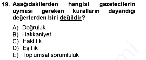 Medya Hukuku 2012-2013 Dönem Sonu Sınavı - 19. soru