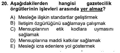 Medya Hukuku 2012-2013 Dönem Sonu Sınavı - 20. soru