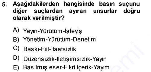 Medya Hukuku 2013-2014 Dönem Sonu Sınavı - 5. soru