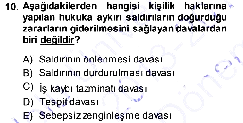 Medya Hukuku 2013-2014 Dönem Sonu Sınavı - 10. soru
