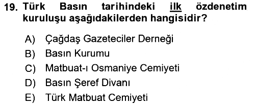 Medya Hukuku 2017-2018 Dönem Sonu Sınavı - 19. soru