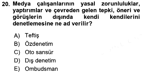 Medya Hukuku 2017-2018 Dönem Sonu Sınavı - 20. soru