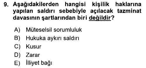 Medya Hukuku 2018-2019 Dönem Sonu Sınavı - 9. soru