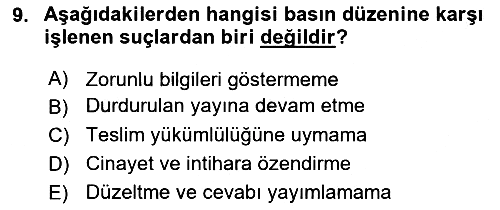 Medya Hukuku 2022-2023 Dönem Sonu Sınavı - 9. soru